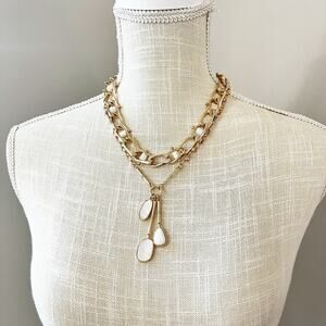 NEW White House Black Market WHBM Mother of Pearl Charm Necklace